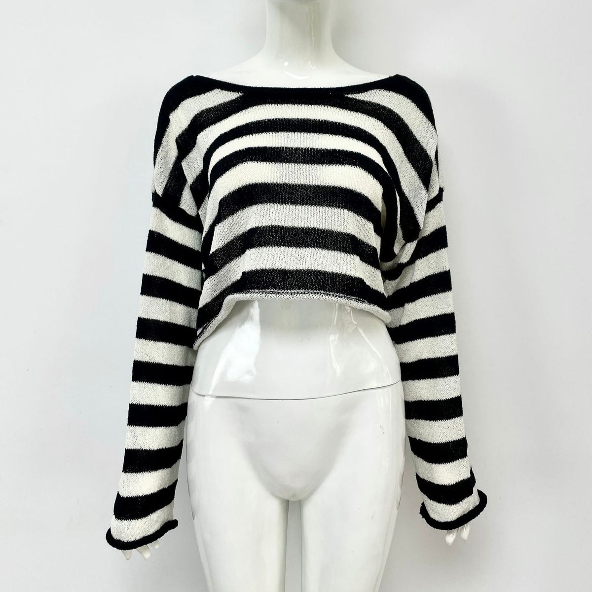 Front and Back Wearable Striped Long-sleeved Sweater