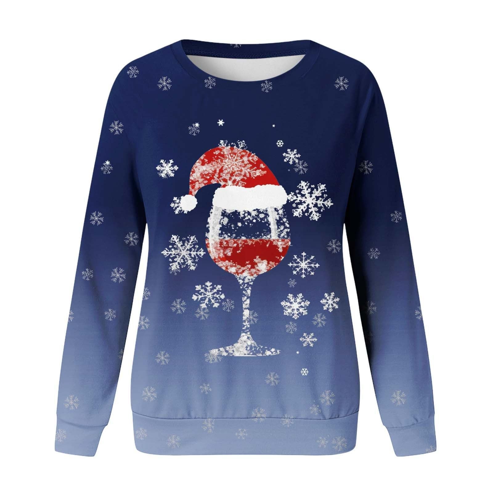 Festive 3D Print Christmas Women's Casual Crewneck Sweater