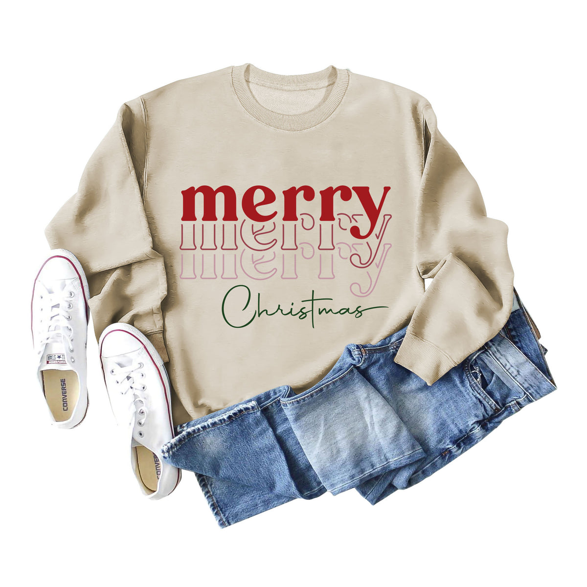 Women's Festive Letter Print Christmas Long Sleeve Sweater