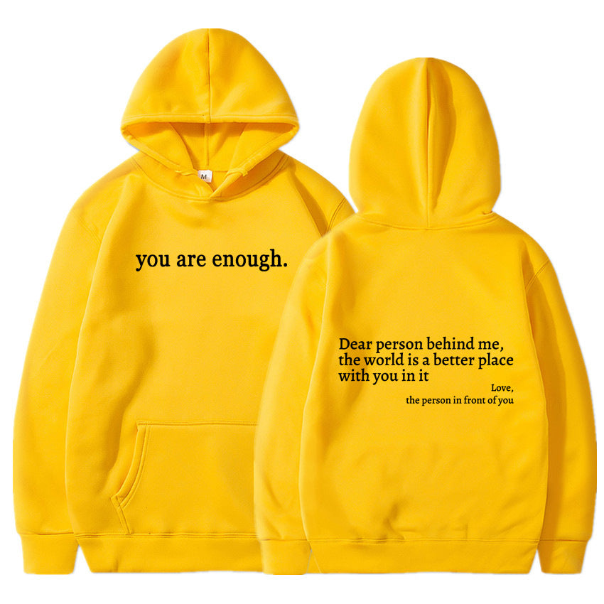 Cozy Fleece-Lined Letter Print Drawstring Hoodie