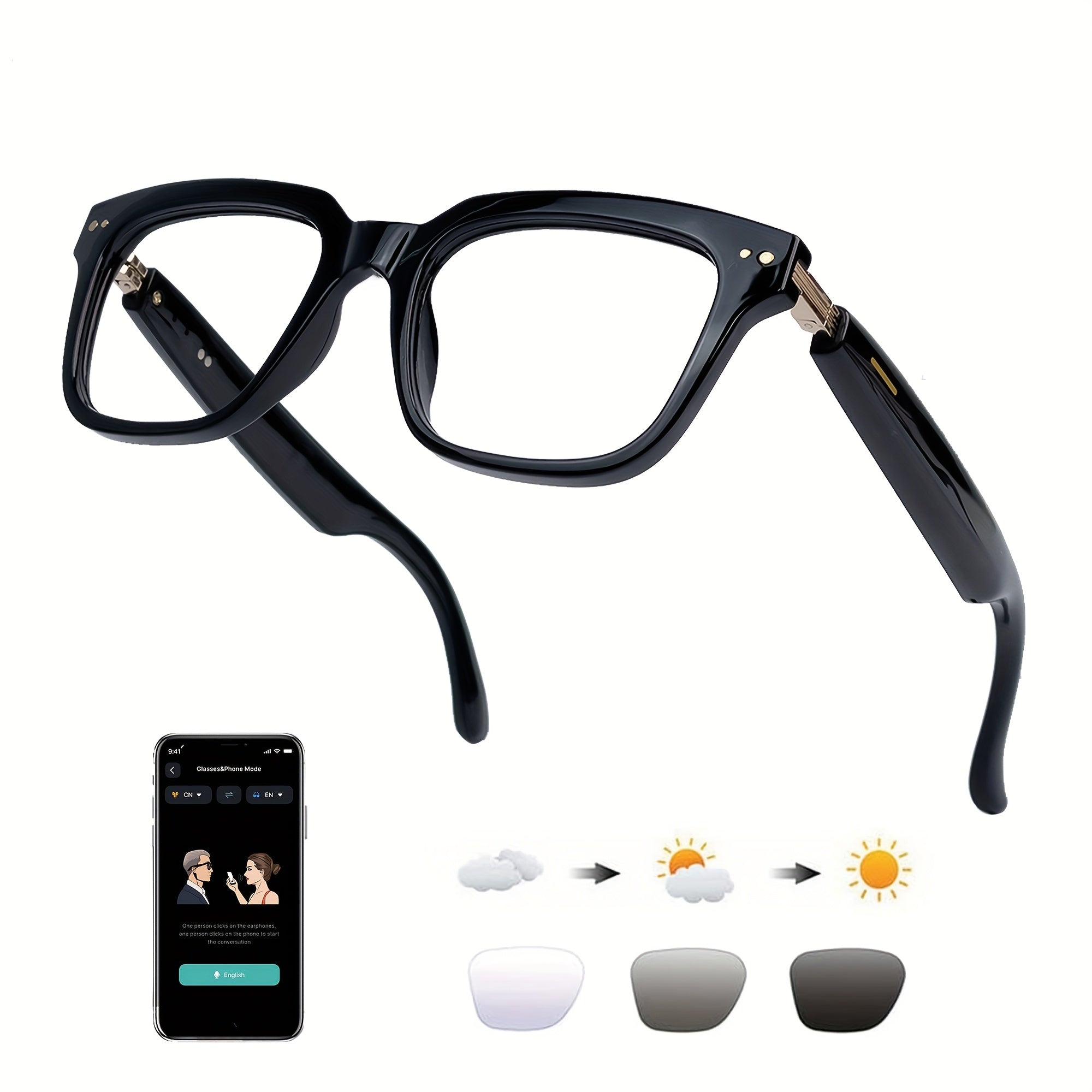 AI Smart Glasses, Smart Glasses with 160+ Languages Real Time Translation Support, Chat GPT System, OICIIDO New Multi-functional Audio Glasses for Men And Women, Built-in Microphone And Speaker...