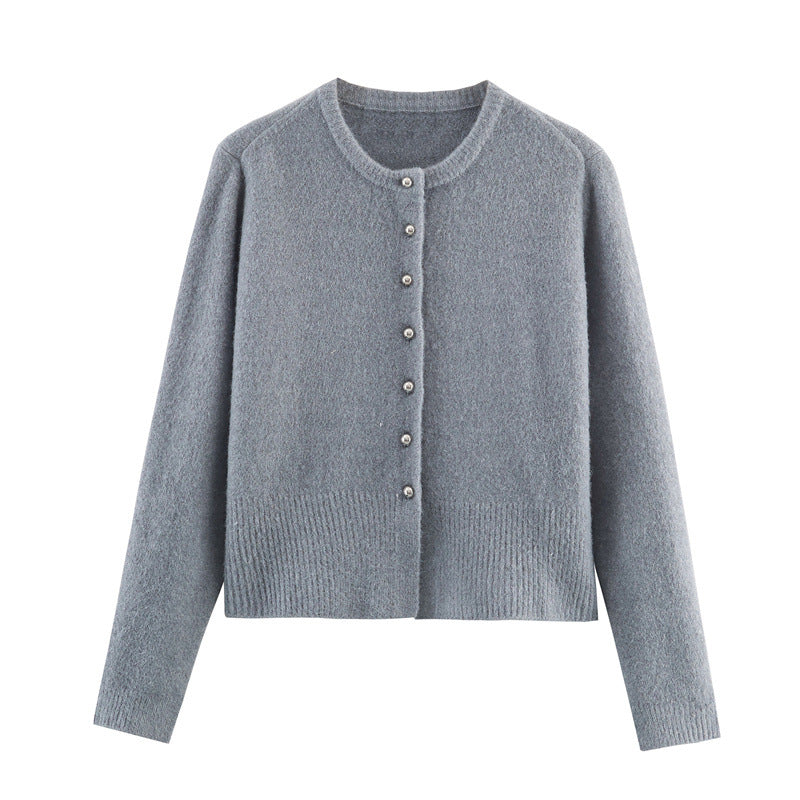 European and American Style Fashionable Spherical Button Knitted Coat