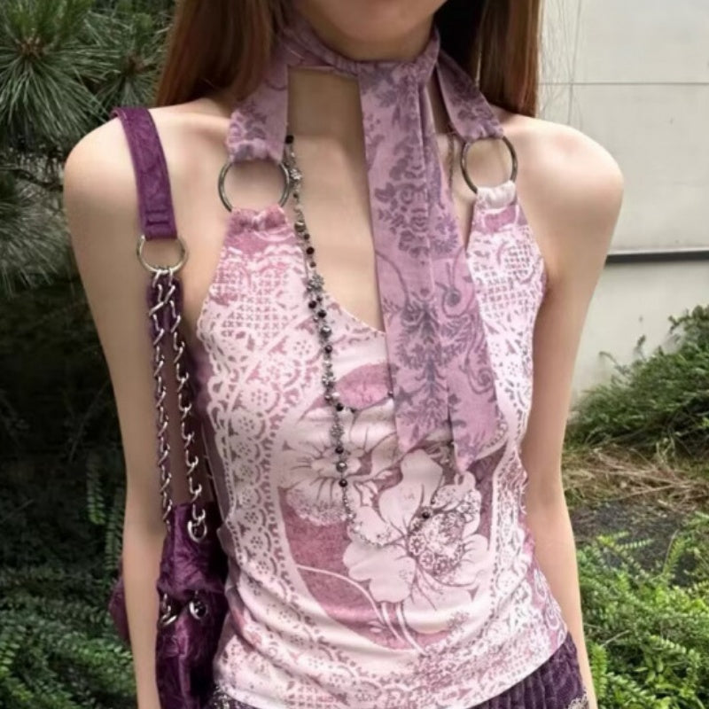 Retro Romantic Halterneck Vest with Suspenders – Trendy Urban Style