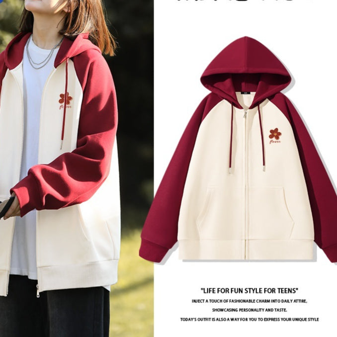 Cozy Fleece-Lined Colorblock Casual Women's Cardigan