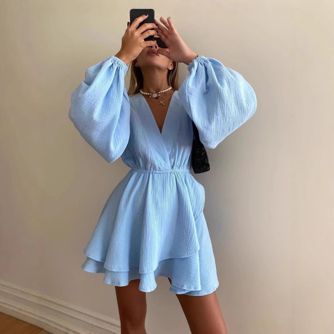 Arrival Flattering Solid Color Dress with a Defined Waist