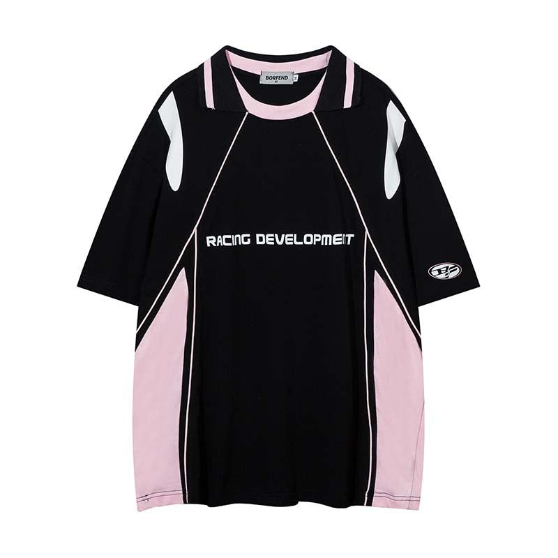 Men's Contrast Stitching Half Sleeve Casual Sports Shirt