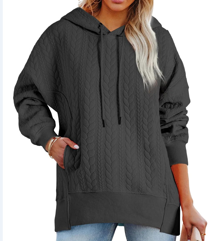 Casual Twist Texture Solid Color Women's Hoodie Sweater