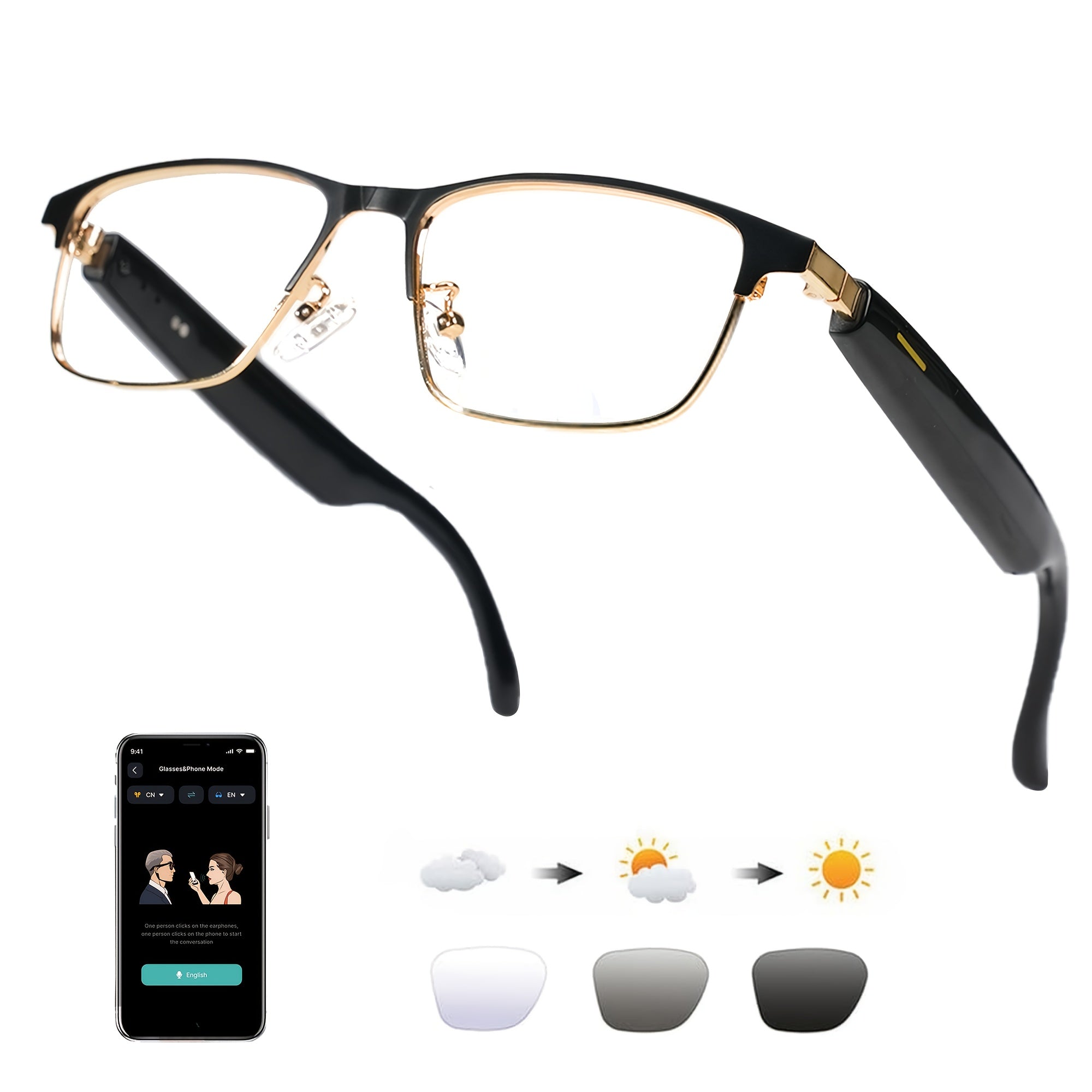 AI Smart Glasses, Smart Glasses with 160+ Languages Real Time Translation Support, Chat GPT System, OICIIDO New Multi-functional Audio Glasses for Men And Women, Built-in Microphone And Speaker...