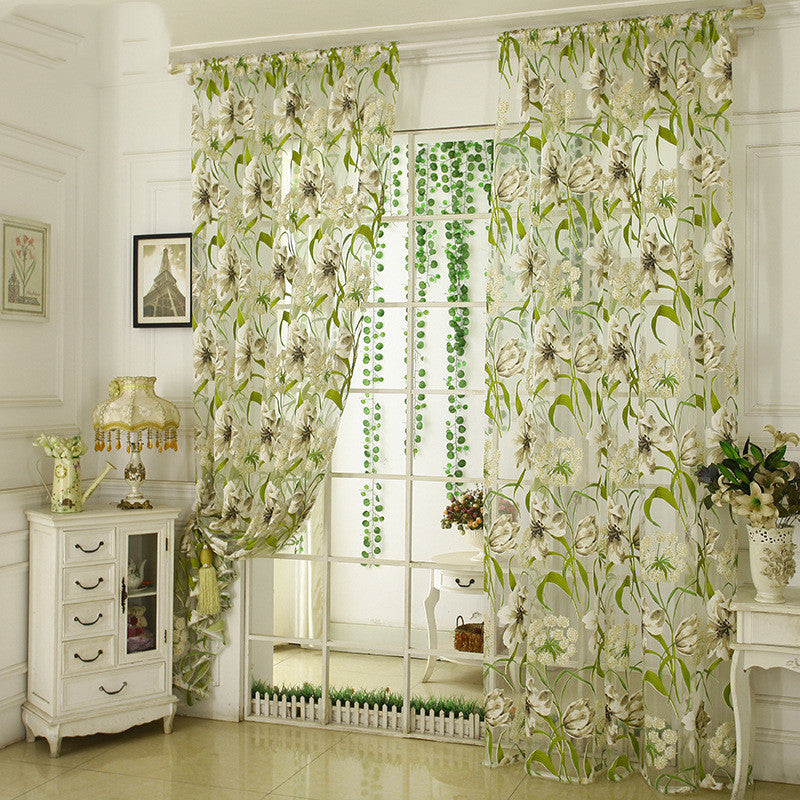White Striped Yarn Translucent Curtain for Bedroom