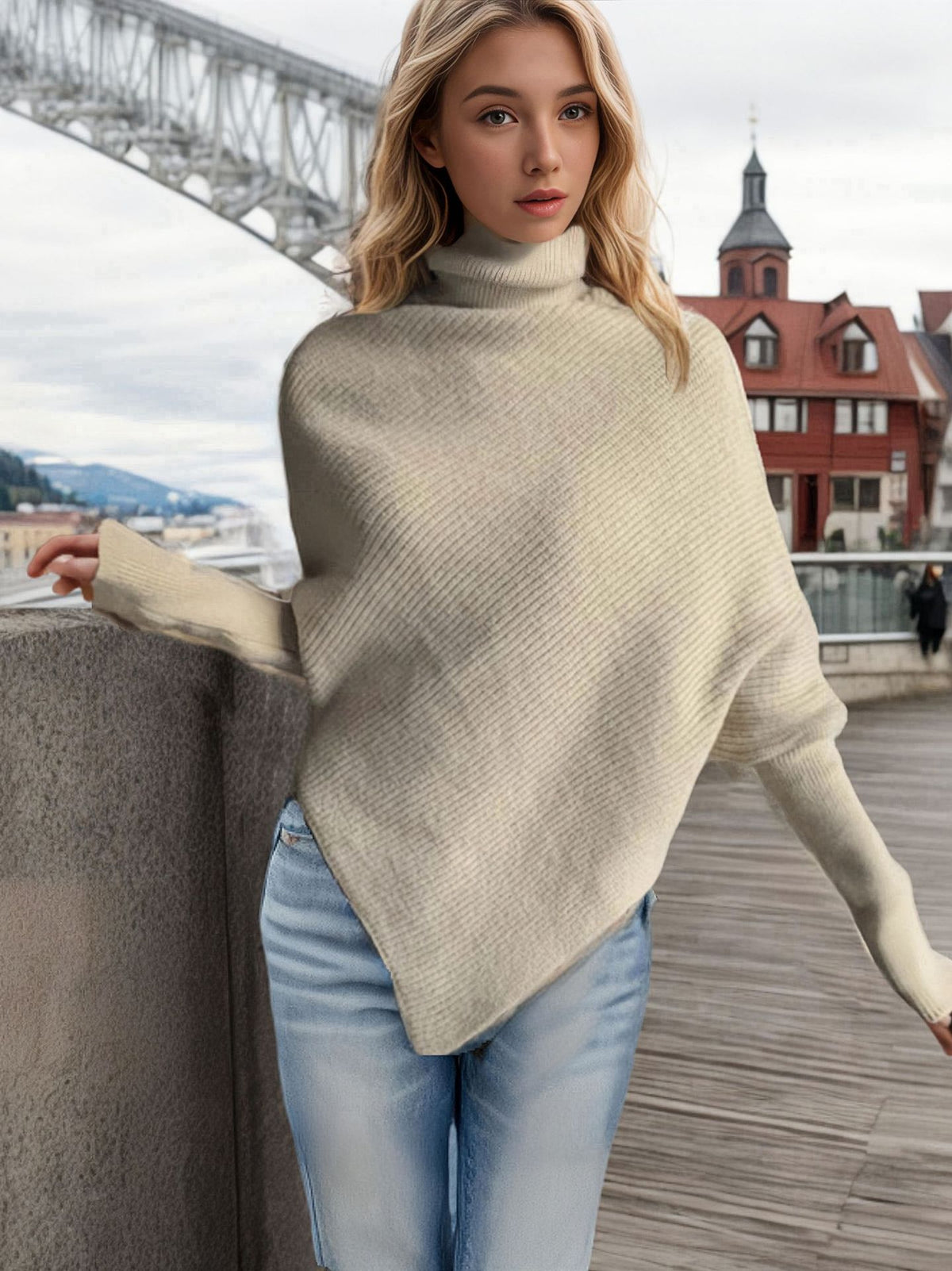 Irregular Outerwear Turtleneck Sweater Women's