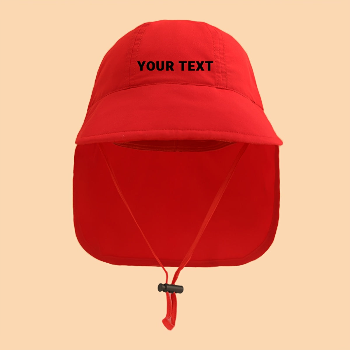 Kids Custom Bucket Hat with Neck Flap, Personalized Name/Date/Inspirational Word, Wide Brim, Adjustable Strap, 5-11 Years
