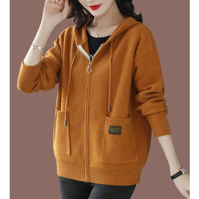 Casual Fashionable Outerwear Zipper Hooded Sweater