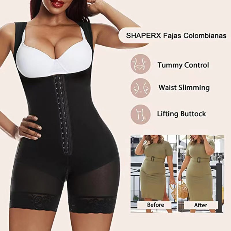 European And American Corset One-piece Zipper Bottom Crotch Belly Contracting Hip Lifting Enhanced Version