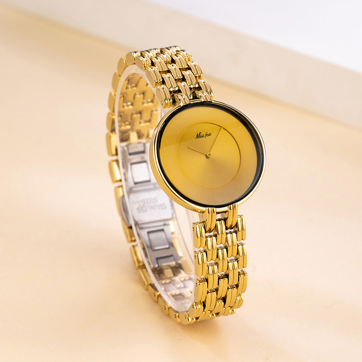 Timeless Minimalist Watch with Gold Dial