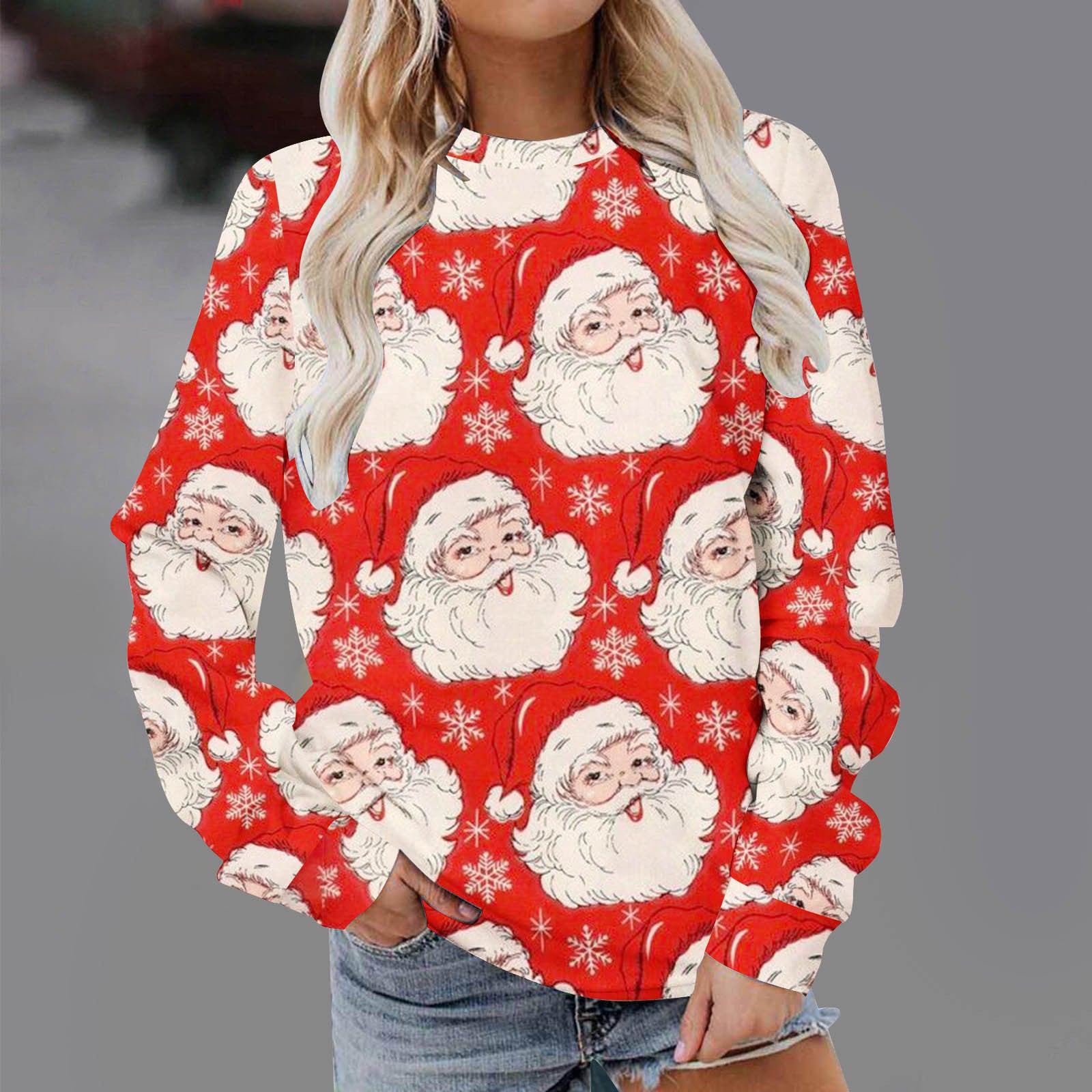 Festive Christmas Print Unisex Pullover Sweatshirt
