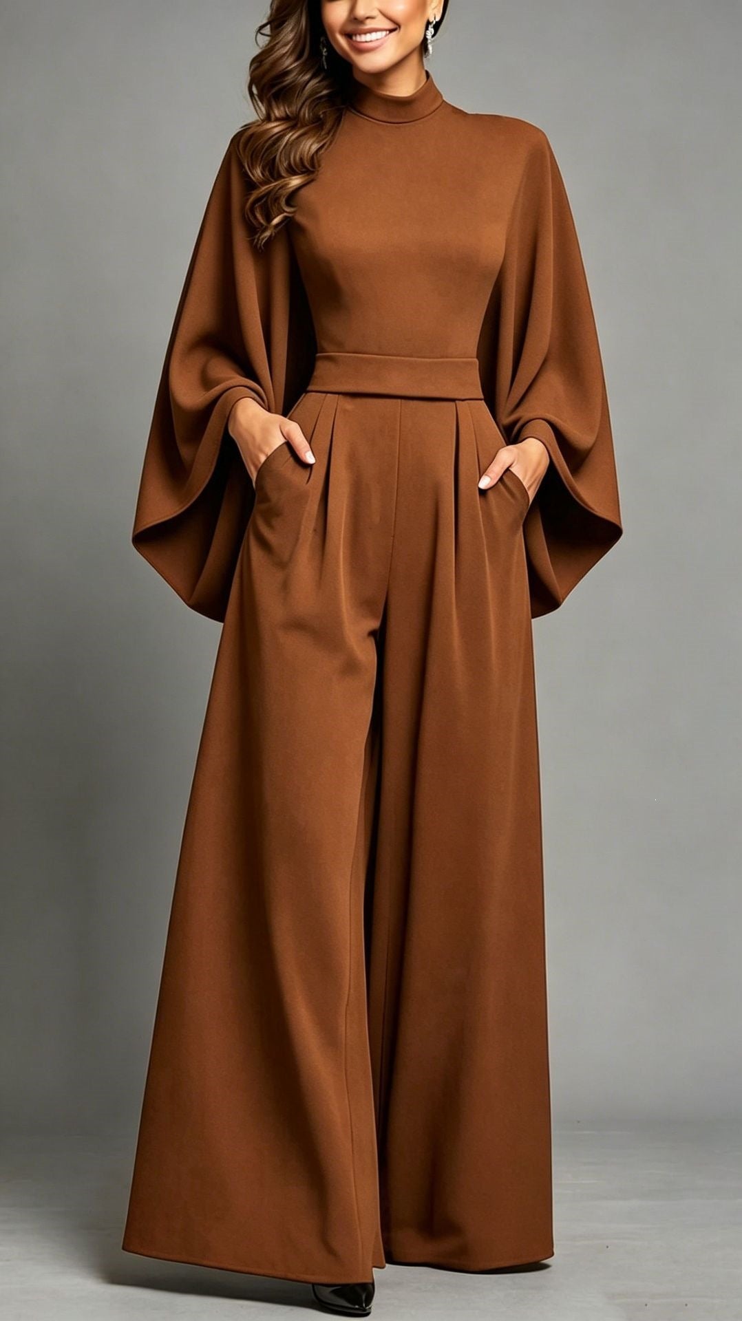 Womens Relaxed-fit Fashionable Long-sleeve Jumpsuit