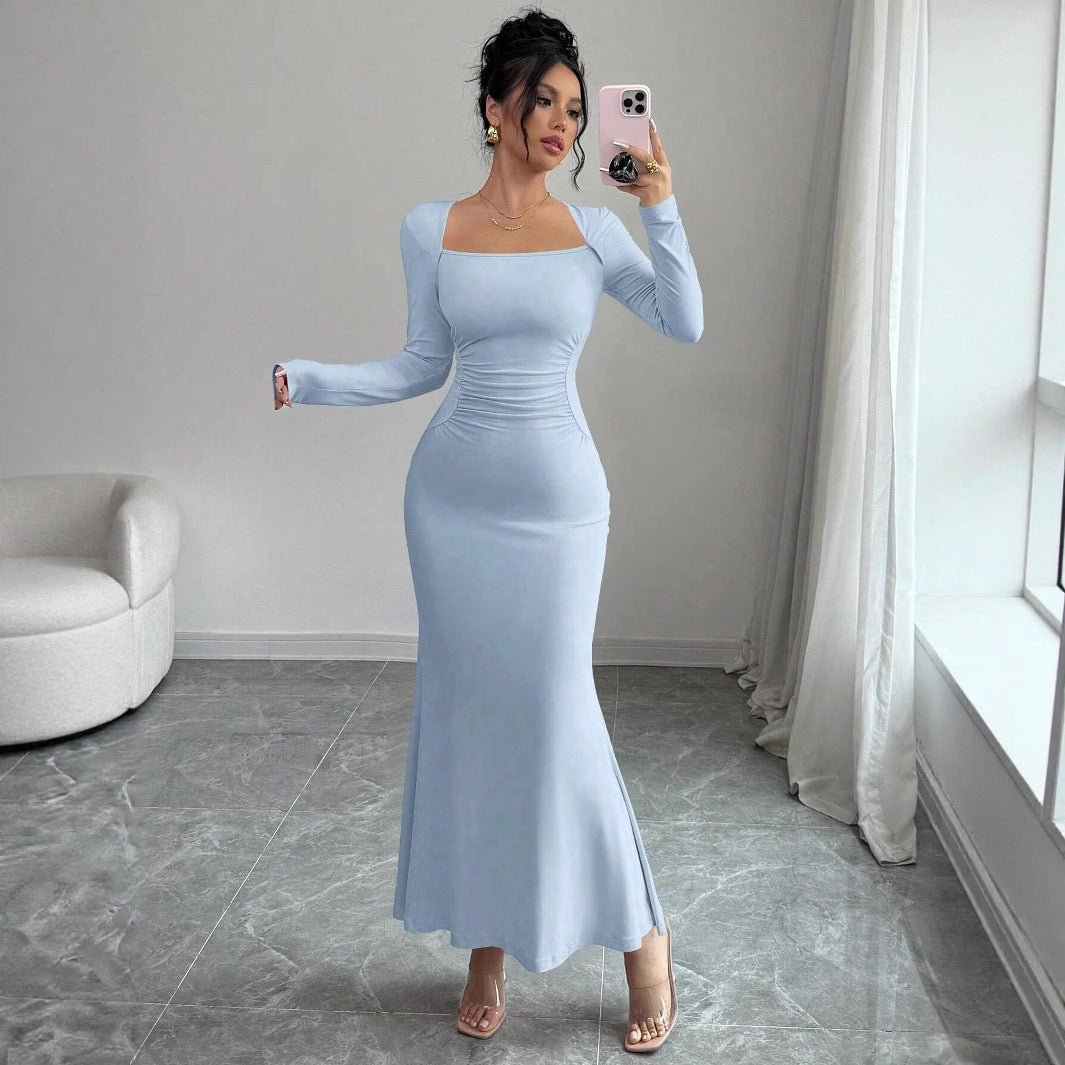 Fashionable and Elegant Figure-hugging Sexy Long-sleeve Mermaid Dress
