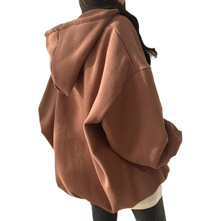 Women's Fleece-Lined Zip Hoodie Pullover Sweater