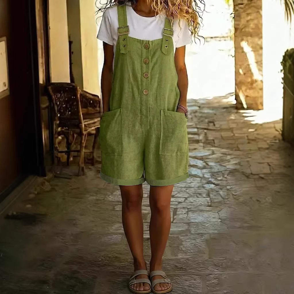 Retro Pocket Straight-Leg Overalls for Women