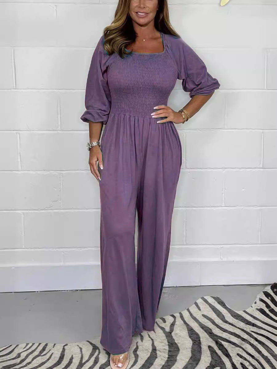 Women's Casual Elastic Waist Jumpsuit