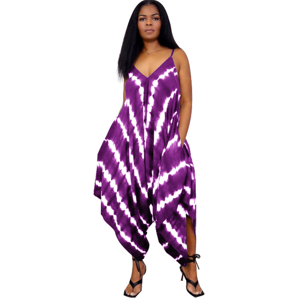 Chic Printed Sleeveless Split Jumpsuit