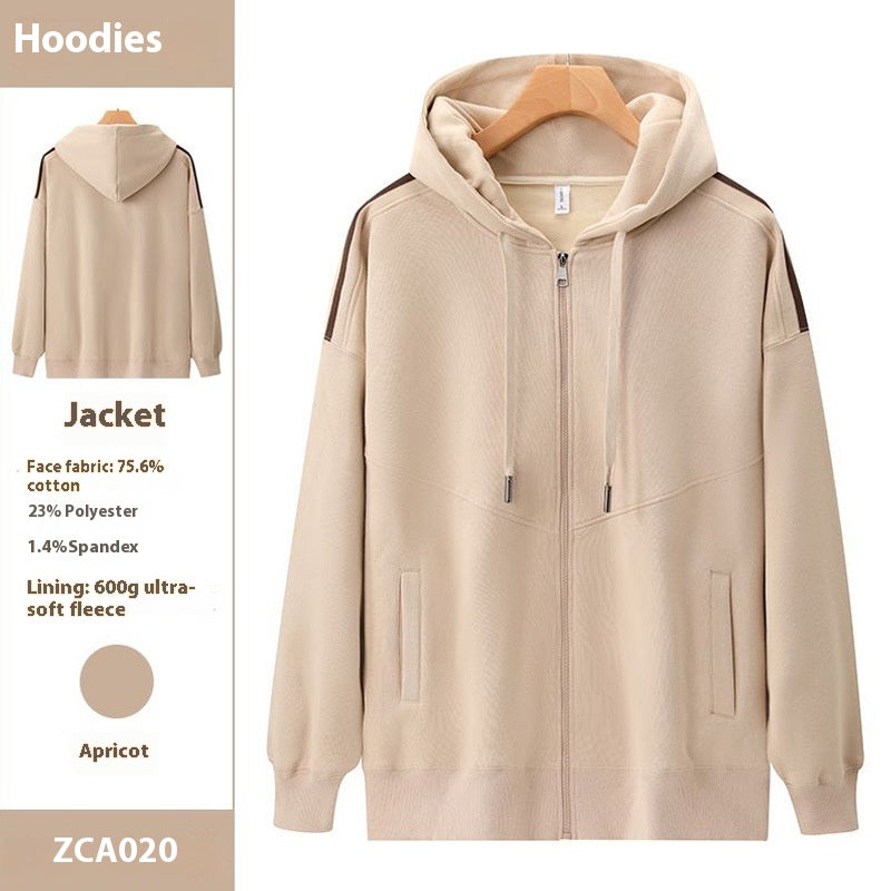 Plush Velvet Hooded Sweatshirt with Warm Lining