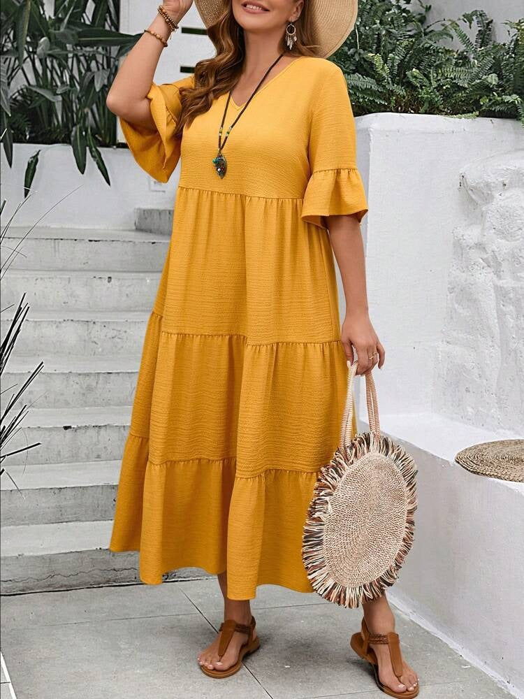 New Arrival Women's V-neck Maxi Swing Dress, Multi Colors & Plus Sizes Available