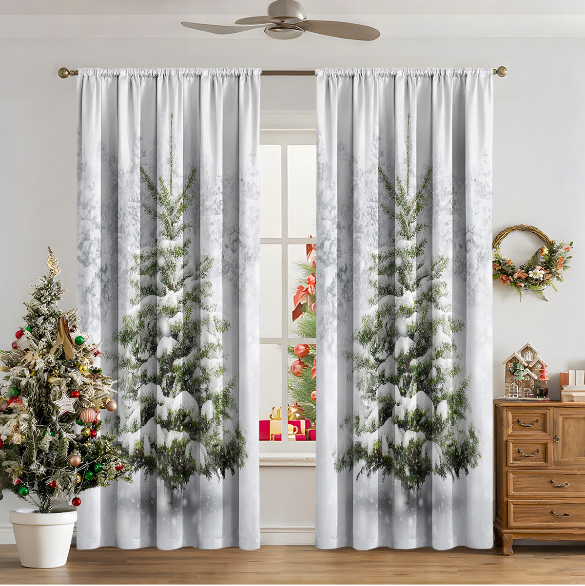 3d Digital Printed Christmas Curtains