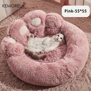KEMORELA Plush Pet Bed KEMORELA Soft Bear Paw-Shaped Plush Pet Bed | Non-Slip Bottom, Polyester & Polyester Fiber Fill, Cozy Warm Cat & Dog Bed for Small Pets, Cute Animal-Themed