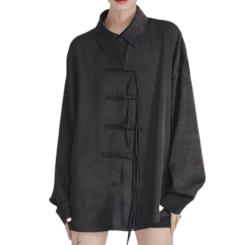 Chinese Lapel Chinese Knot Button Shirt Teenagers