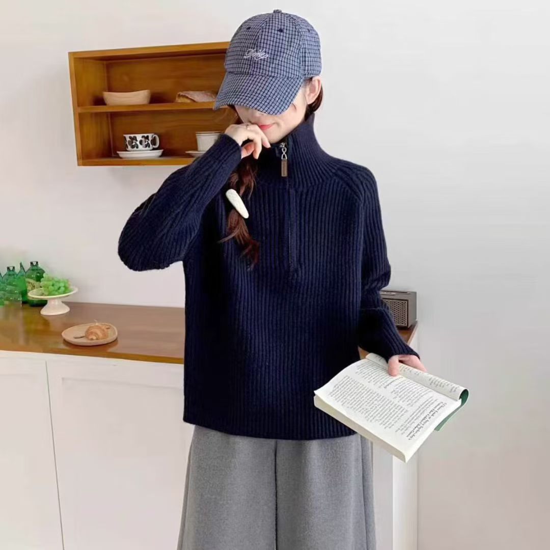 Versatile Loose-fit Pullover Knit Bottoming Top