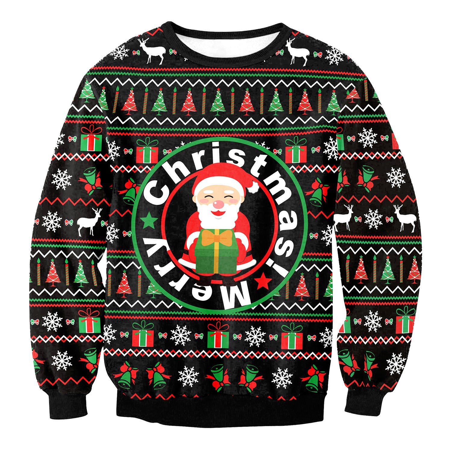 Festive Santa Elk Christmas Sweatshirt for Women