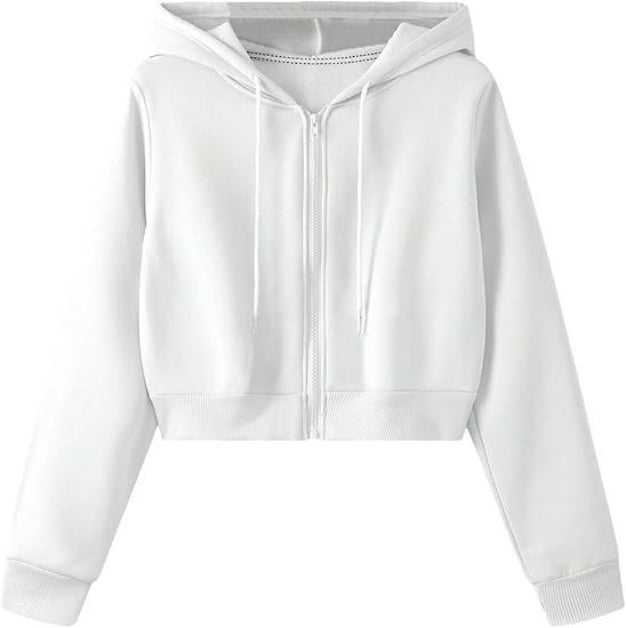 Cropped Cotton Hooded Pullover Sweater