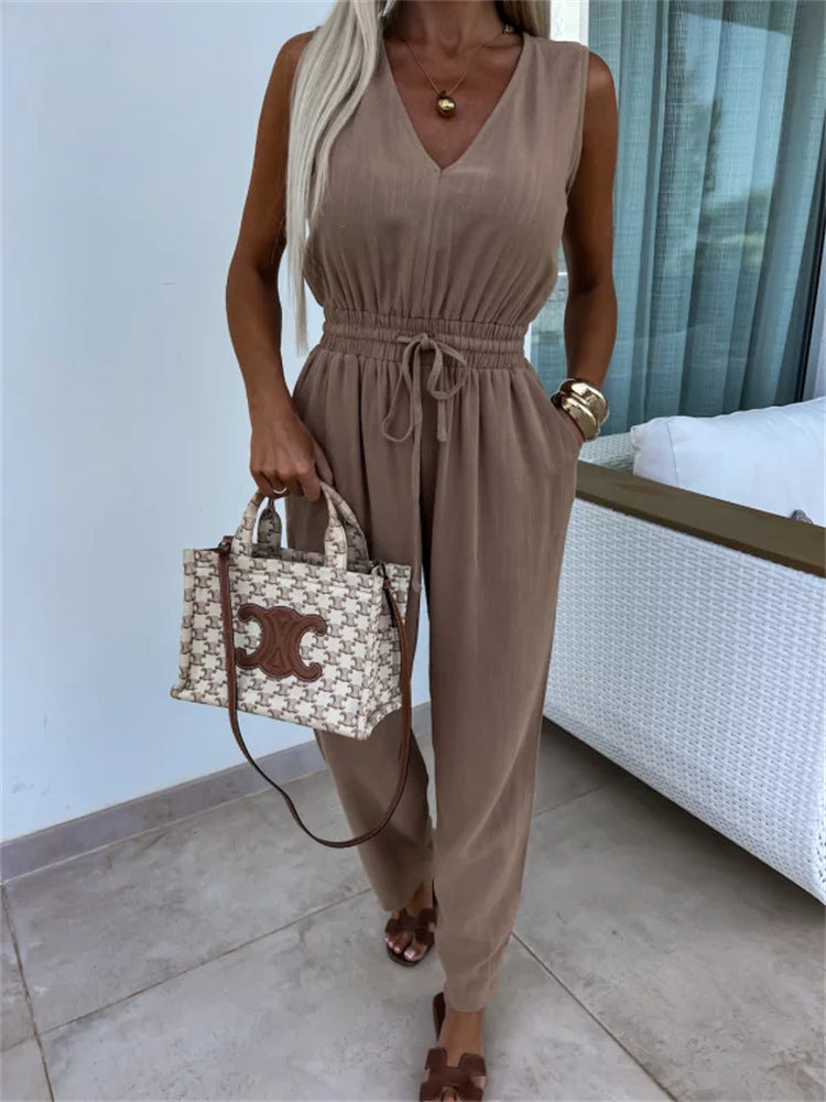 Elegant High-Waisted Sleeveless Jumpsuit