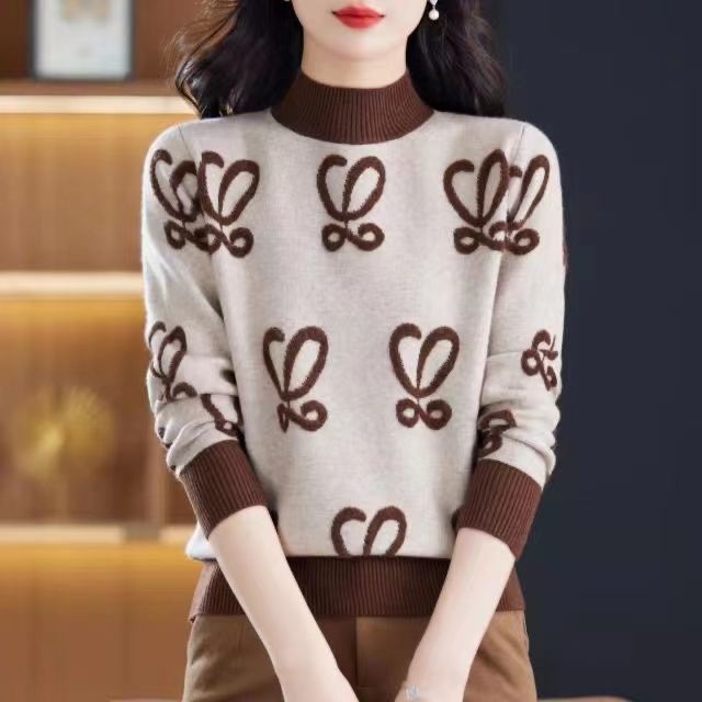 Fashion Casual Half Turtleneck Pullover Loose Slimming Ladies
