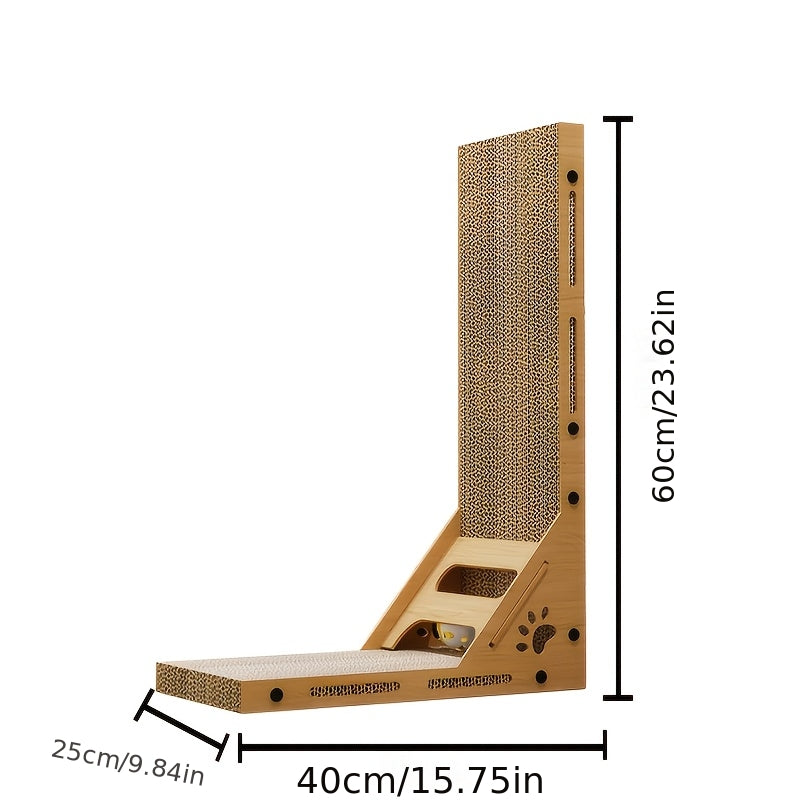 Extra-tall L-shaped Cat Scratching Tower - Heavy-duty Scratch Post With Multi-angle Vertical/horizontal Scratching Surfaces, Large Lounging Platform, Space-saving Design For Indoor/outdoor/small