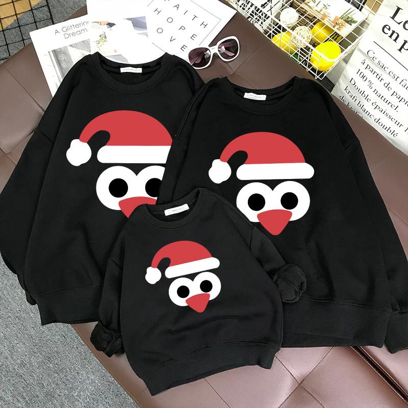 Matching Family Christmas Cartoon Print Hoodies