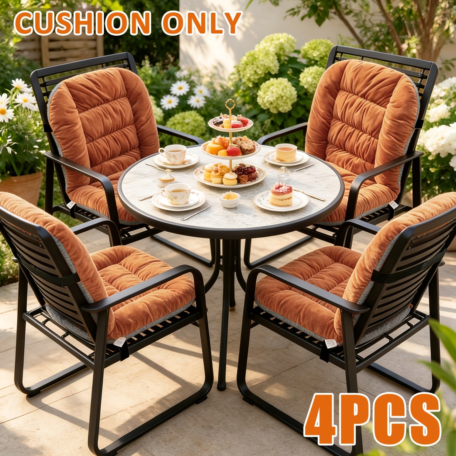 4pcs Thickened Outdoor Chair Cushions with Backrest Support, Suitable for Patio Furniture, Soft And Comfortable, Suitable for Garden Loungers, Terraces, And Balcony Furniture, Durable And Comfortable Fit