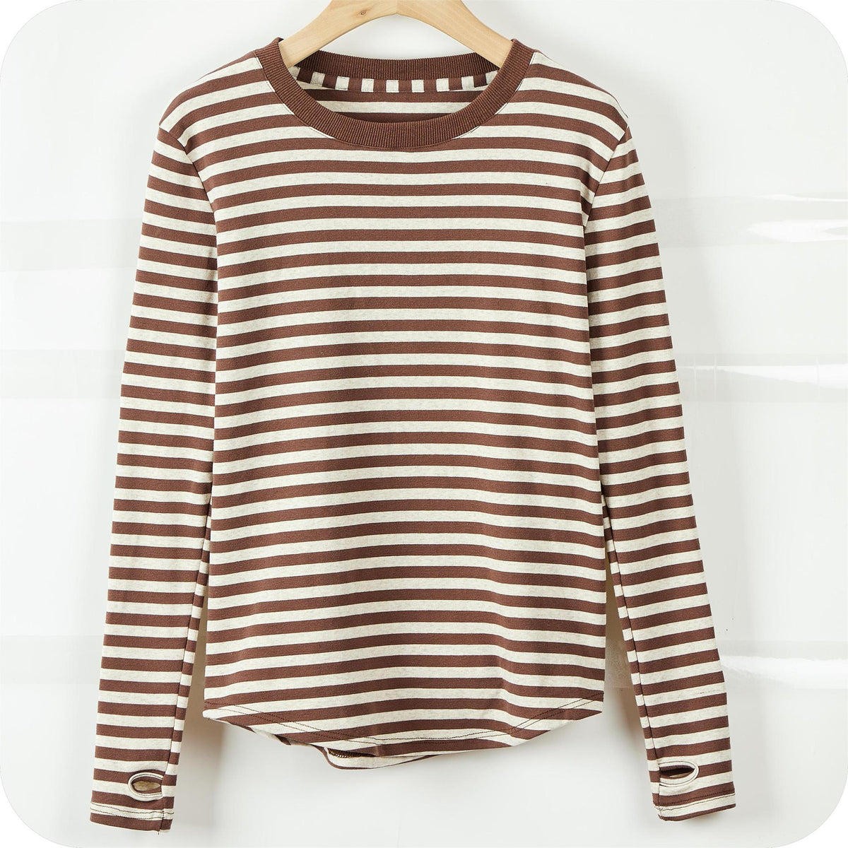 Women's Long Sleeve Striped Crewneck Top