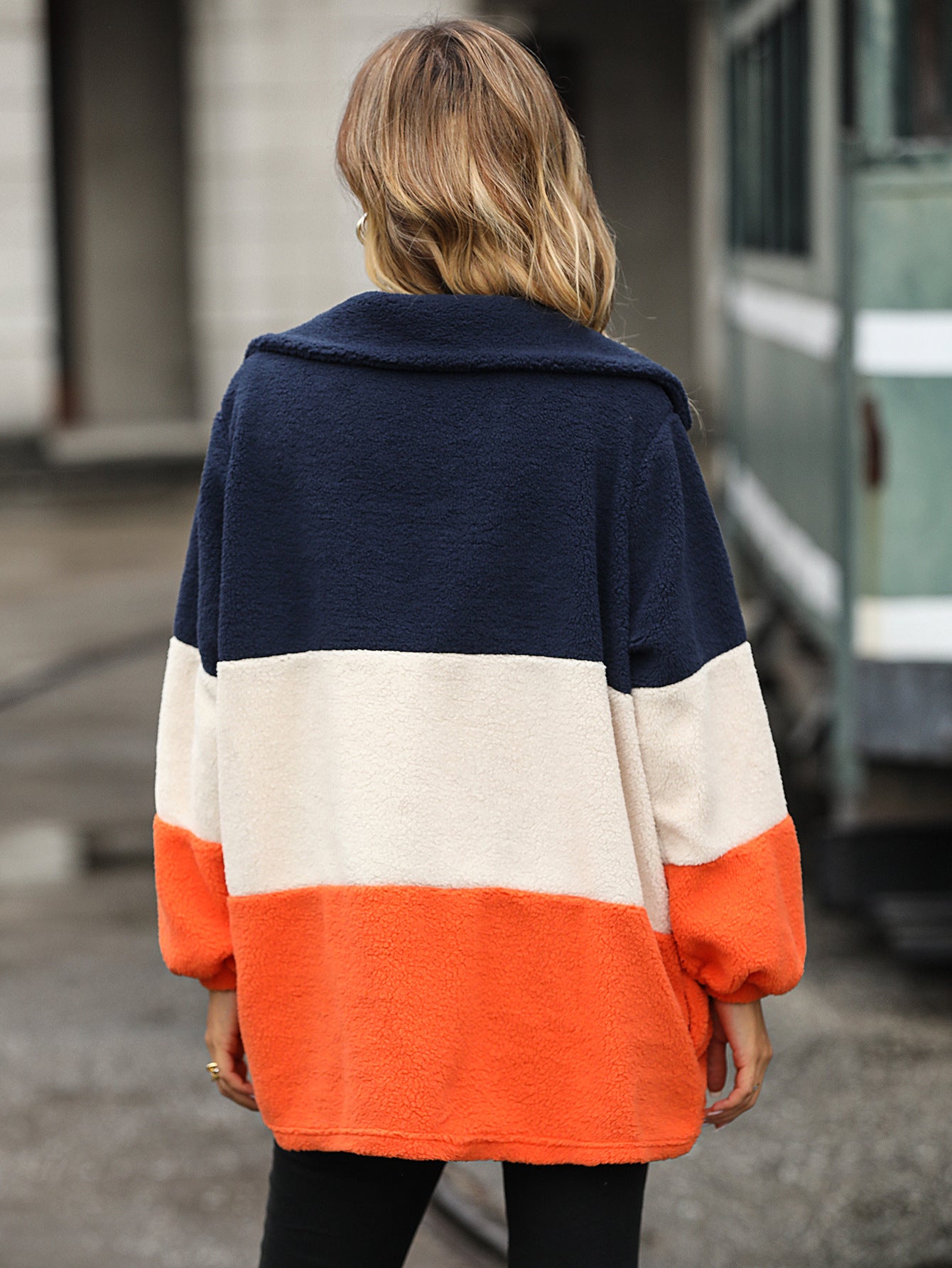 Striped Bubble Velvet Long Sleeve Casual Pullover Sweatshirt