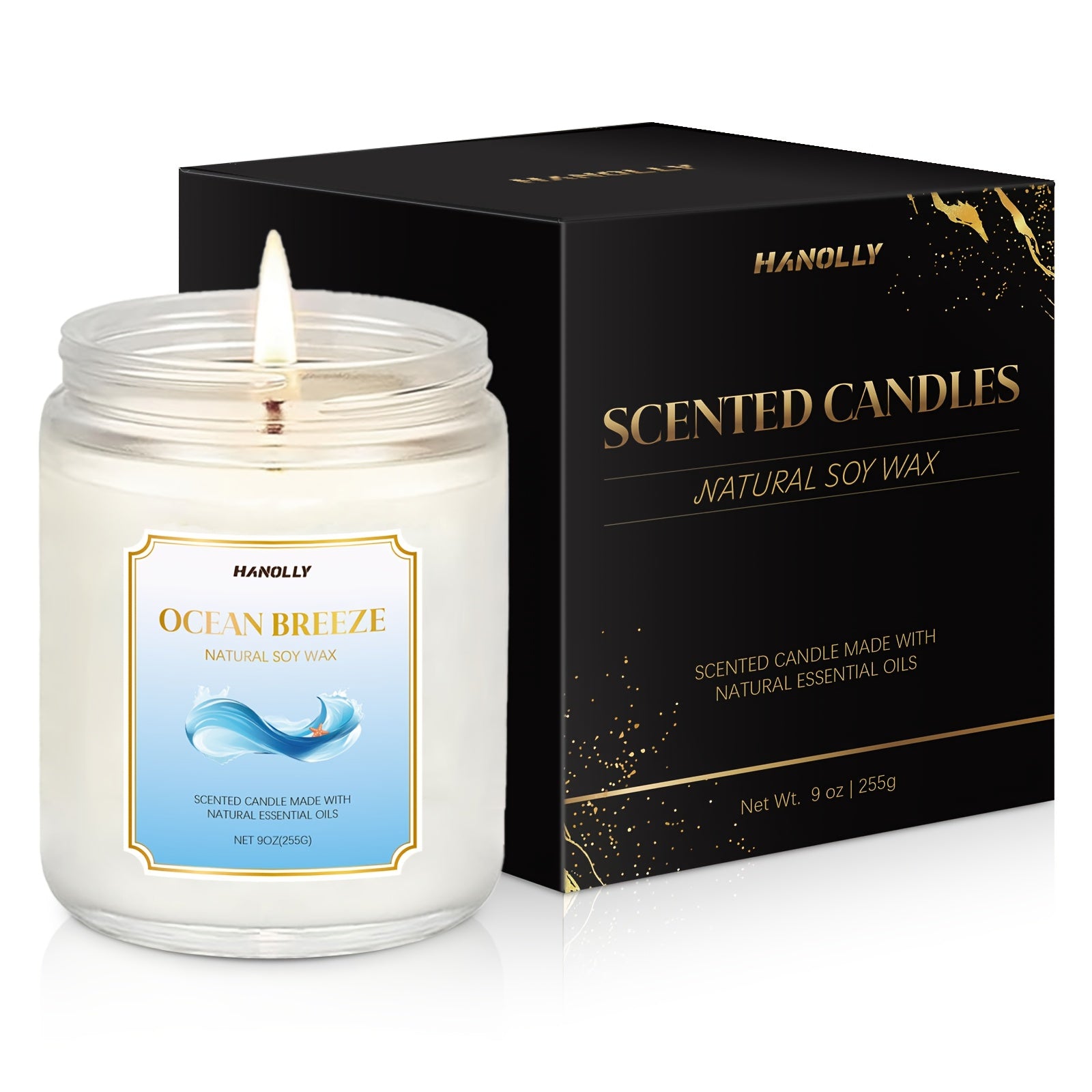 9 oz (250 g) Large Soy Wax Scented Candle – Coconut Vanilla, Eucalyptus Mint, Lavender, Mahogany Teakwood, Pumpkin Pecan Waffles, and More
