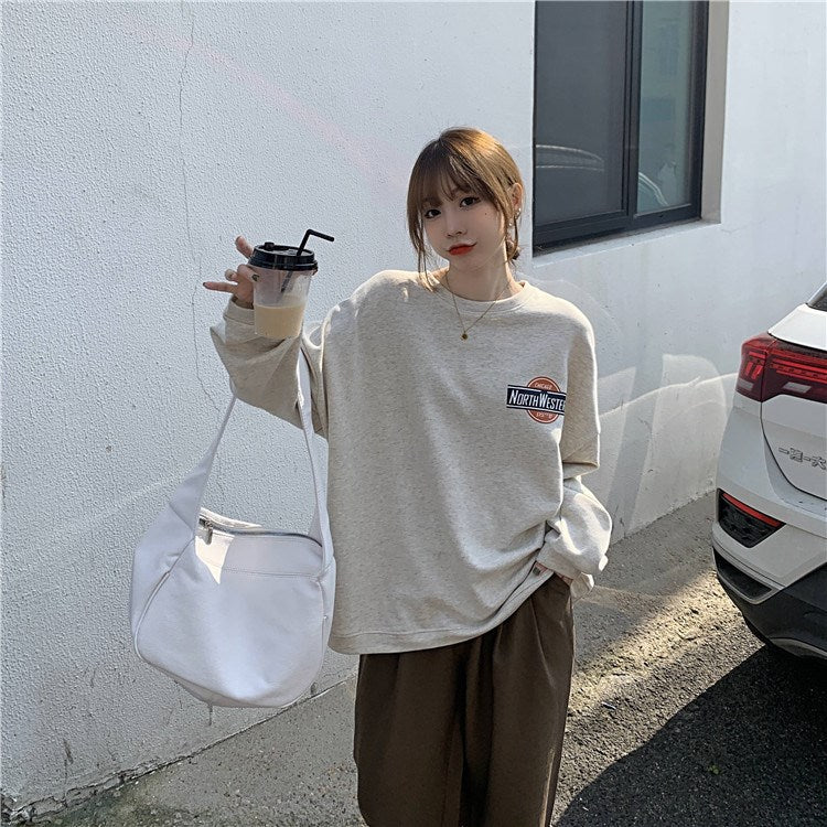 Women's Casual Long-Sleeve Letter Pullover Sweater