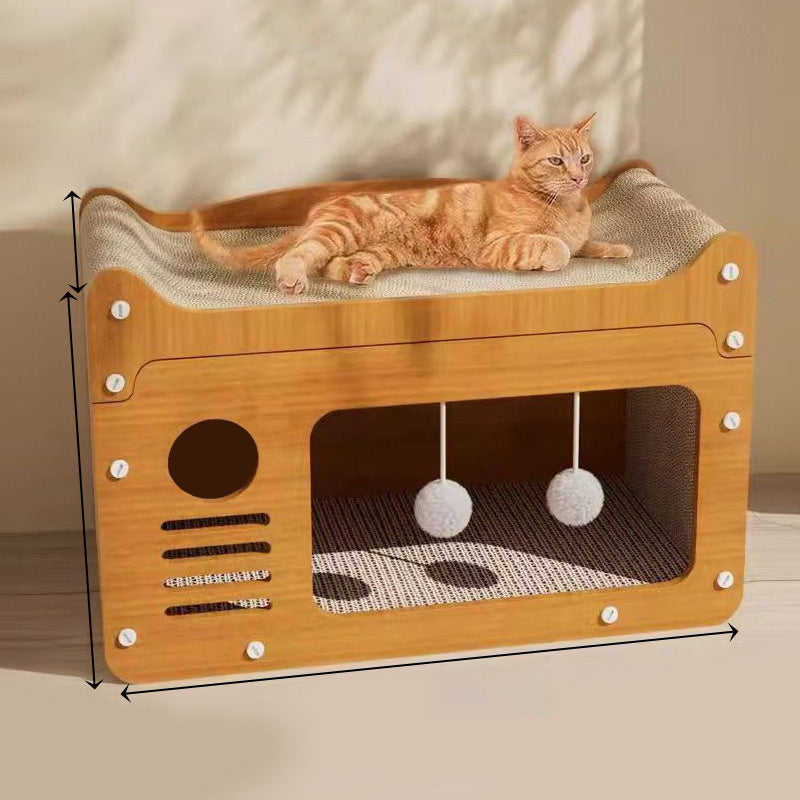 Cat Scratching Board Cardboard House/3-layer Kitten Scratching Board Rest Bed/kitten Small Animal Play/rest Sleep/scratching Board Box/durable Board Entertainment For Cat Friends To Prevent Furniture
