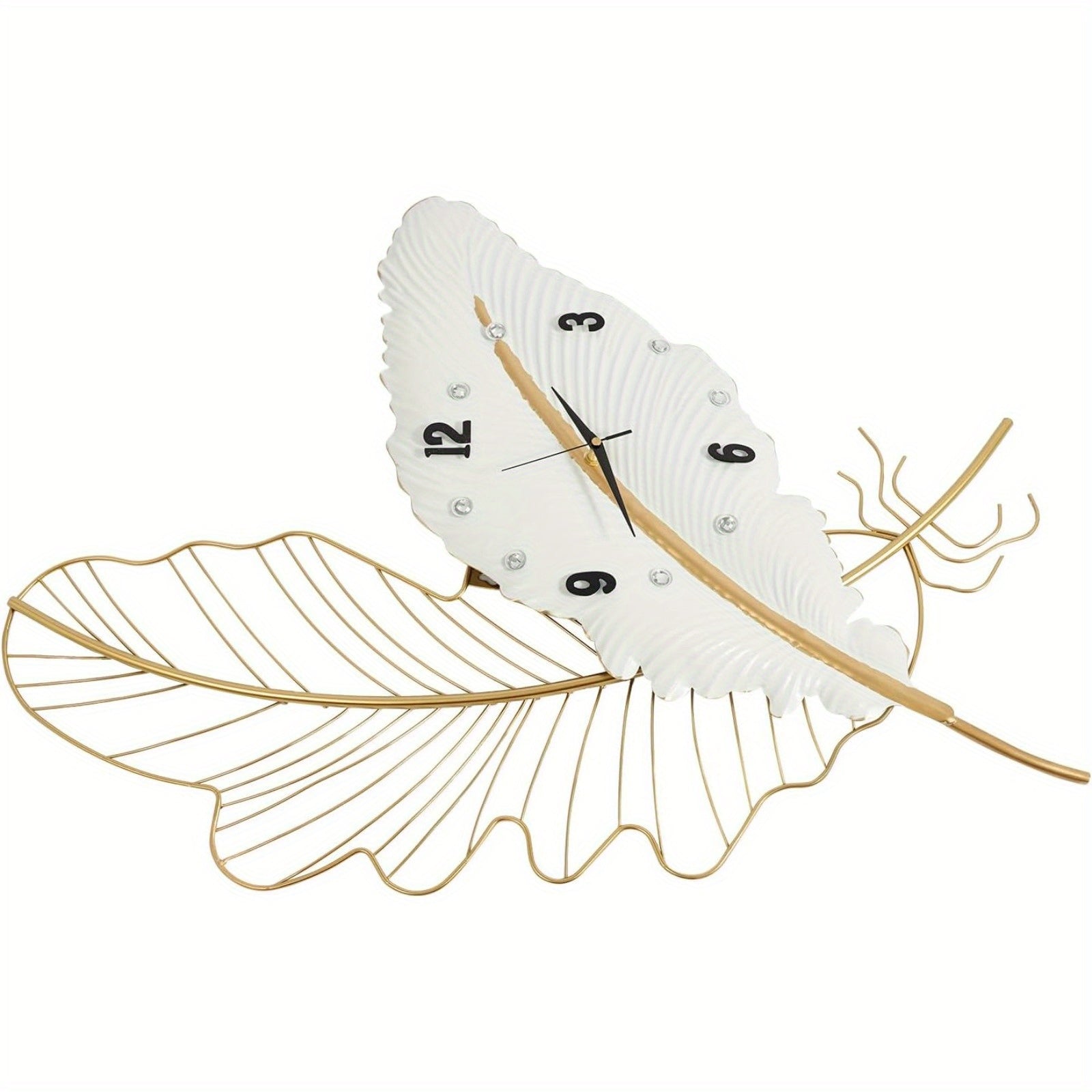 Oversized Wall Timepiece, Feather Design Wall Timepiece, Ornamental Wall Timepiece, Contemporary Home Accents, 21.65 * 30.71 Inches, Suitable for Living Room, Entryway, Workplace, Study Room, Bedroom, And More.