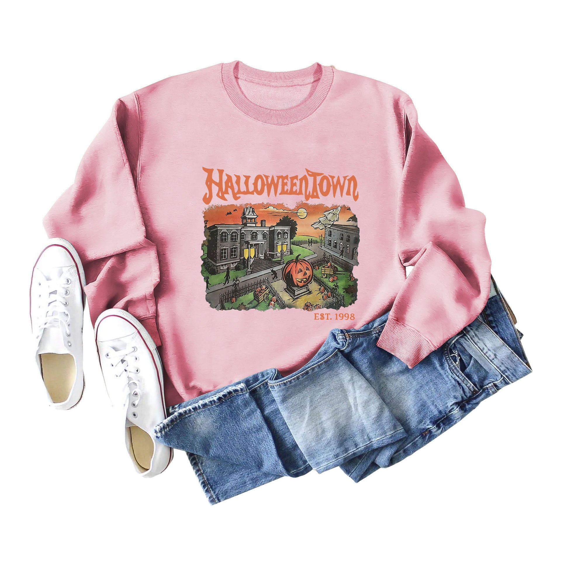 Cozy Halloweentown Printed Oversized Sweater
