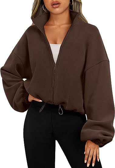 Women's Cozy Fleece Stand Collar Zipper Sports Jacket