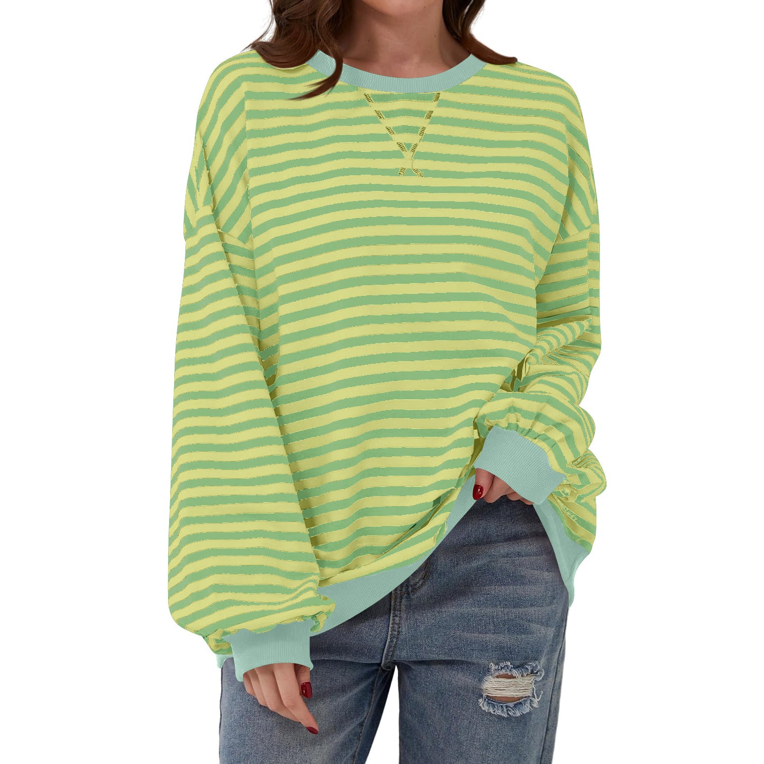 Women's Casual Striped Long Sleeve Pullover Sweater