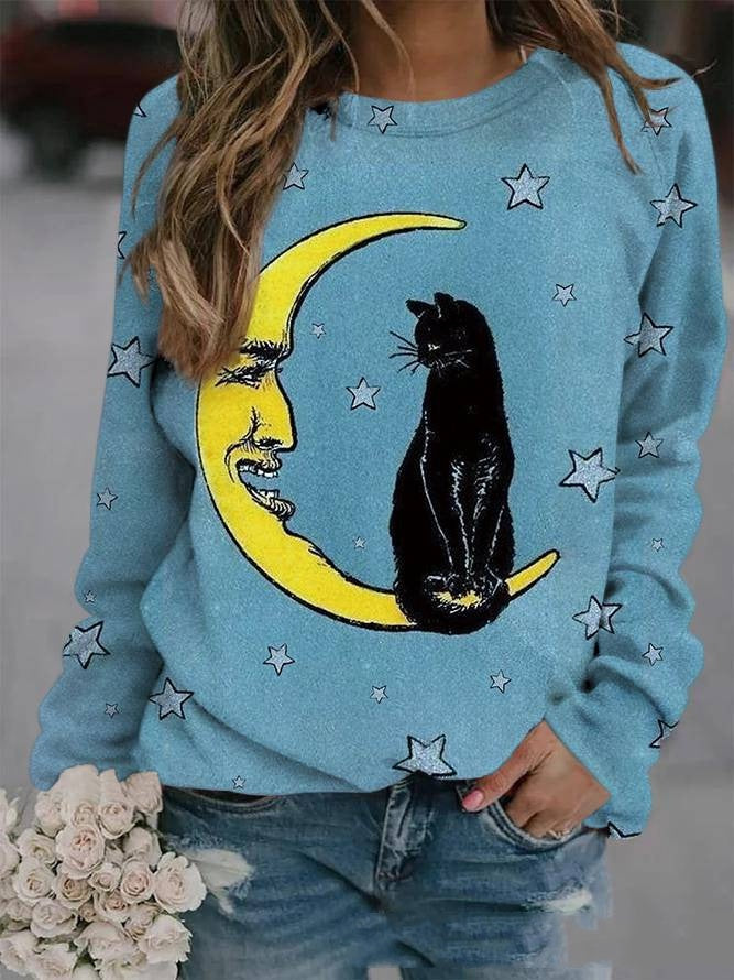 Cute Animal Print Raglan Long-Sleeve Sweatshirt
