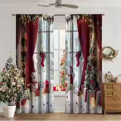3d Digital Printed Christmas Curtains