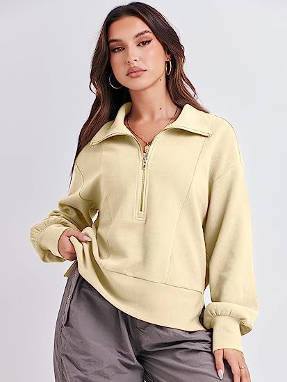 Women's Half-Zip Long Sleeve Pullover Sweater